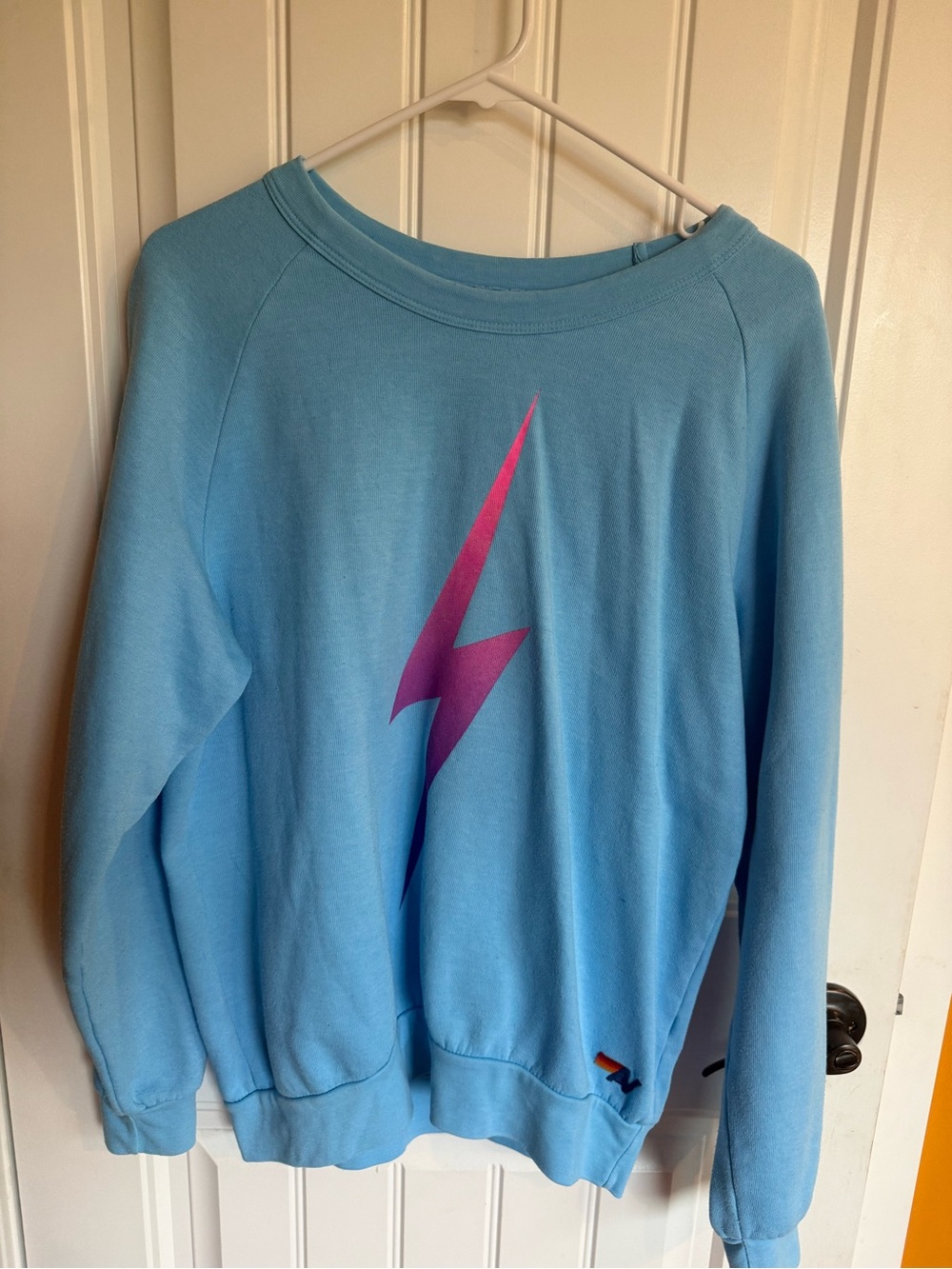 Aviator Nation Blue Sweatshirt with Pink Ombre Lightning Bolt- Med - Picture 1 of 3